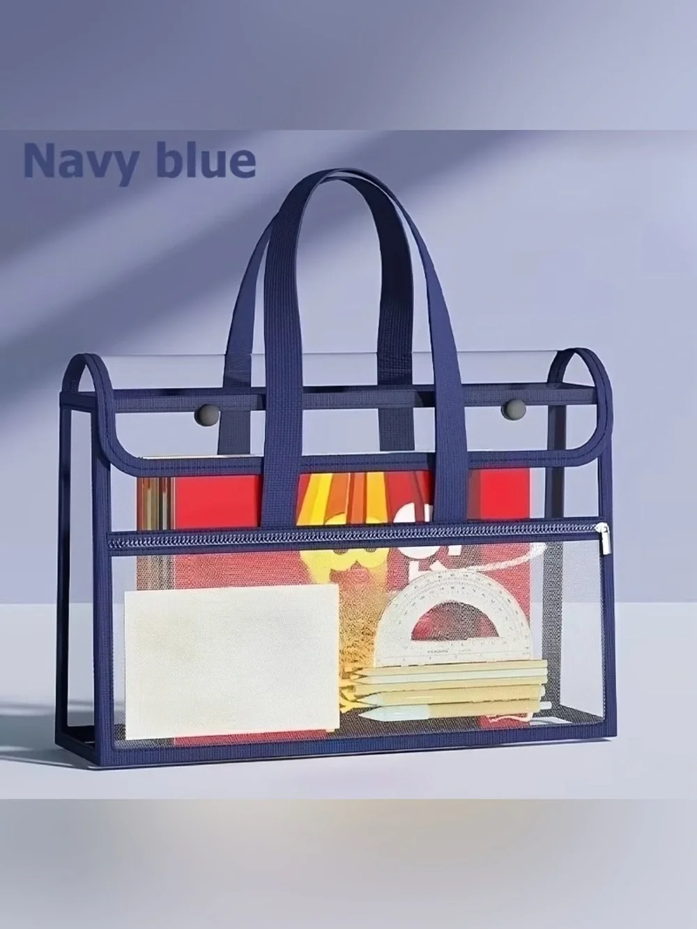 Navy Blue Clear Tote Organizer Bag - Home Storage & Organization